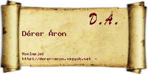 Dérer Áron névjegykártya